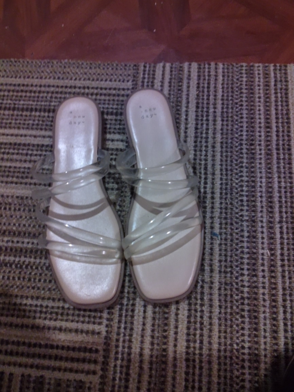 a new day Clear-Strap Slide Sandals in Neutral